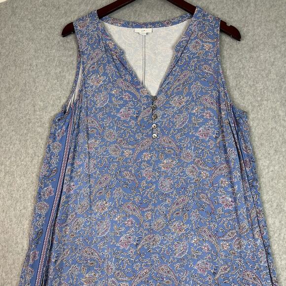 J. jill Border Print Maxi Dress In Clear Blue Gentle Paisley Border Size Large - Picture 3 of 9
